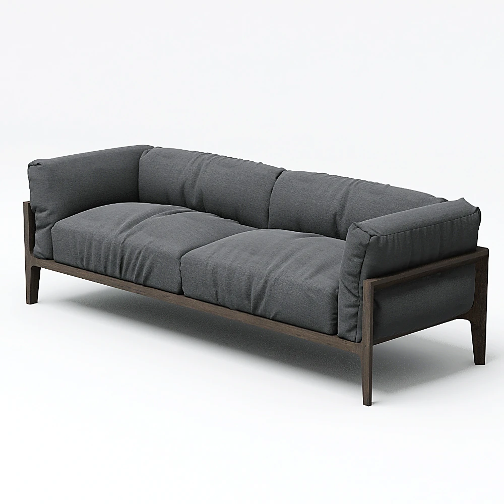 Two-seater Sofa with Dark Wood Frame