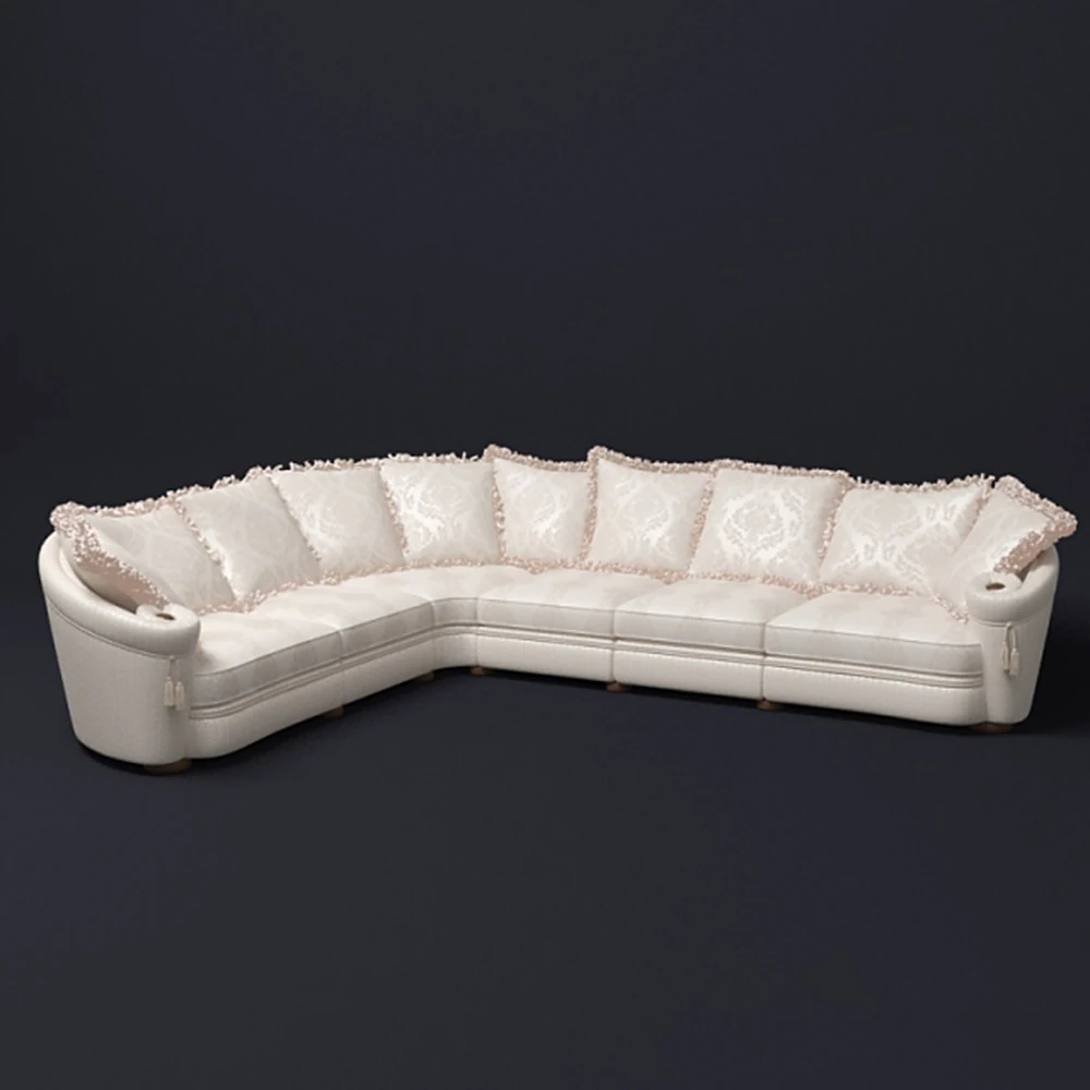 Classic Corner Sofa with Decorative Pillows