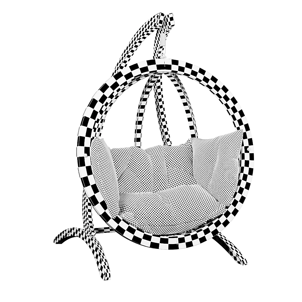 Hanging Armchair with Wood Frame and Fabric Cushions (3)