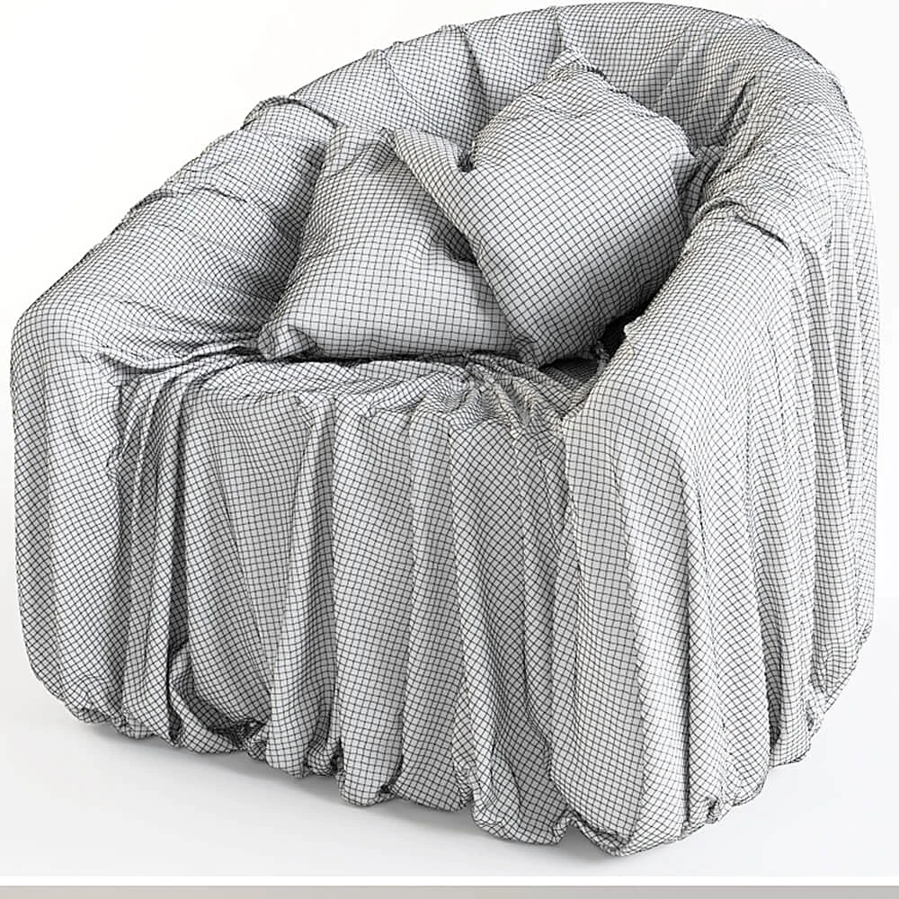 Fabric Armchair with Draped Upholstery (2)