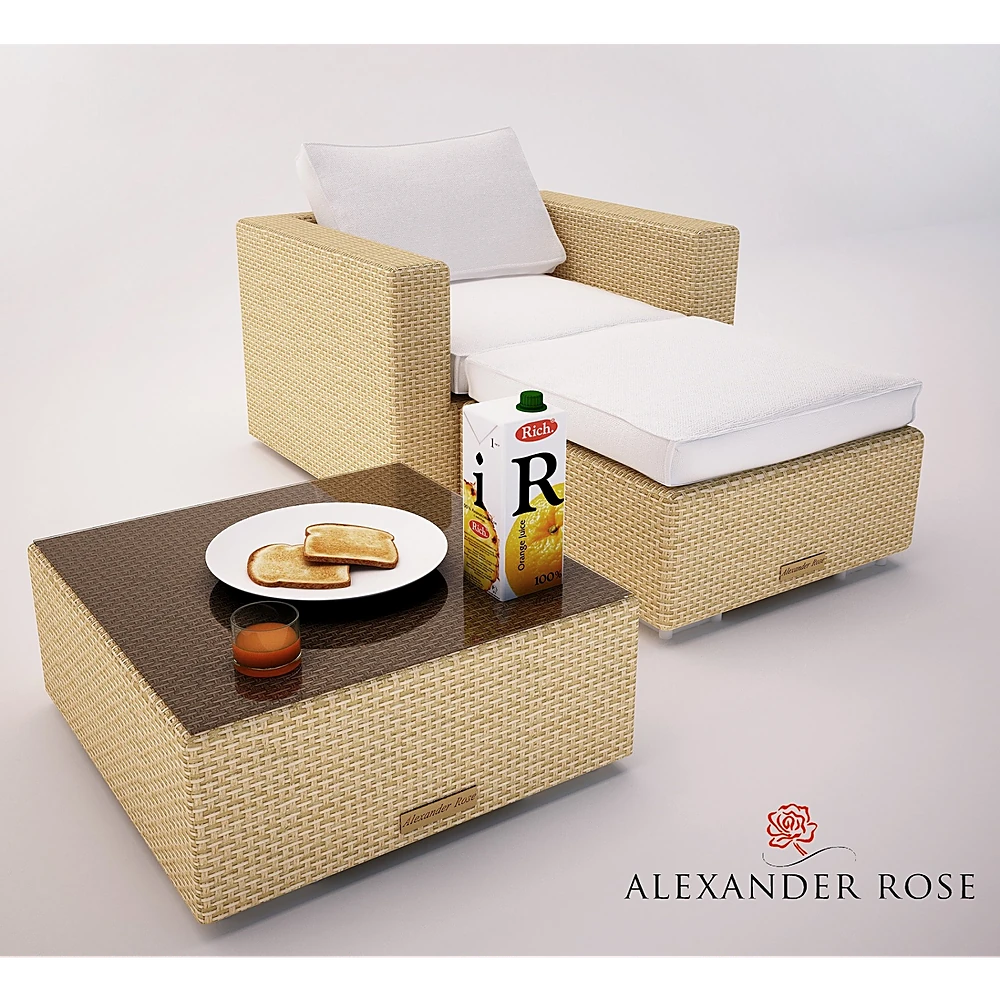 Woven Armchair with Ottoman Tuscany by Alexander Rose