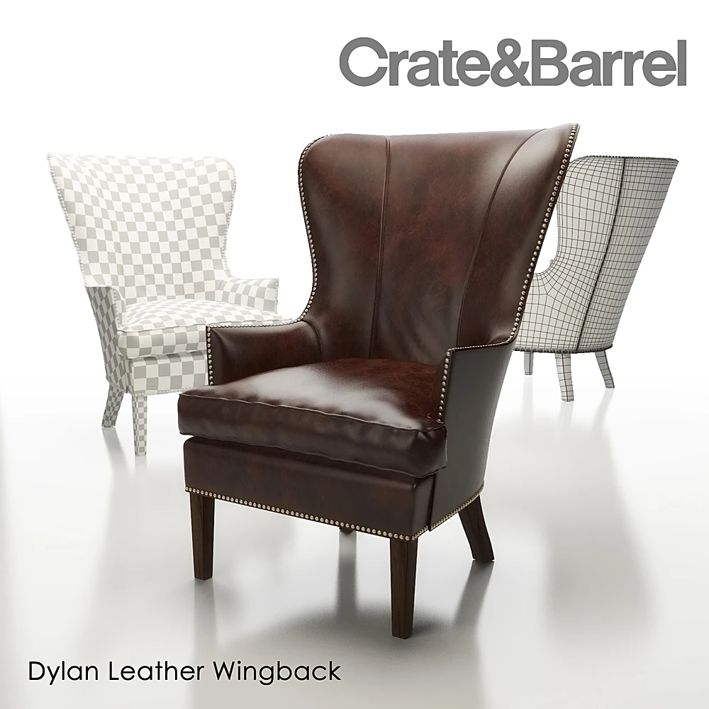 Armchair Dylan Leather Wingback by Crate and Barrel