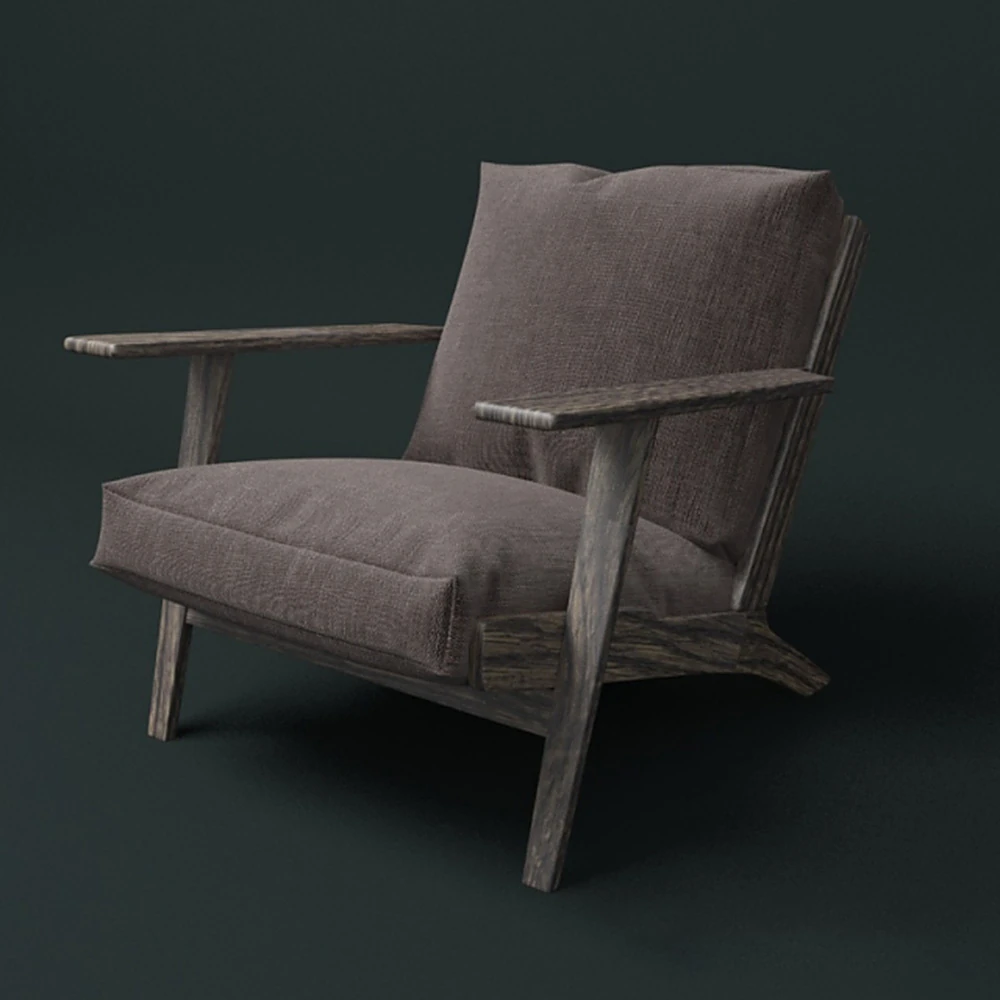 Armchair with Rustic Wood and Fabric