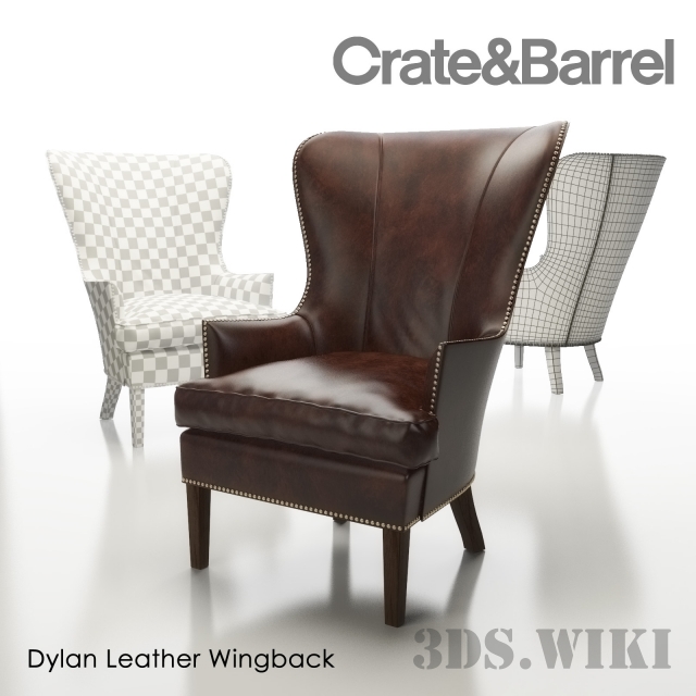 crate and barrel leather wingback chair