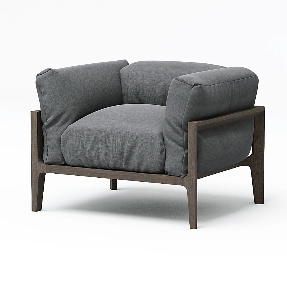 Armchair with Modern Wooden Frame