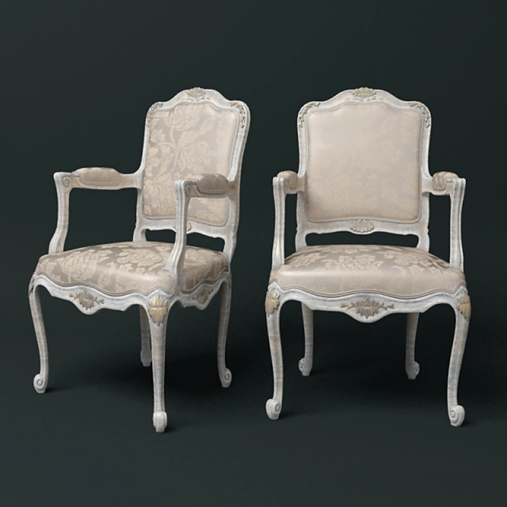 Classic Armchair with Ornate Wooden Frame