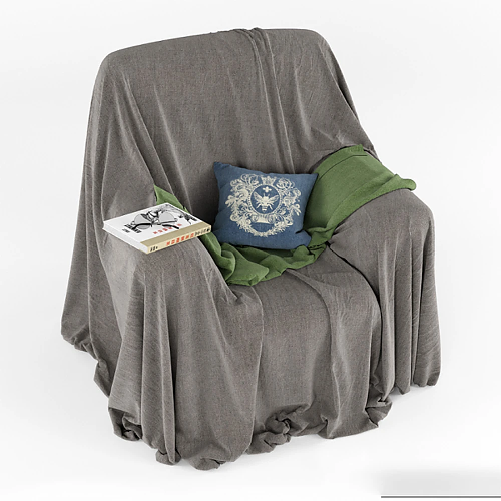 Classic Armchair with Fabric Throws and Cushion