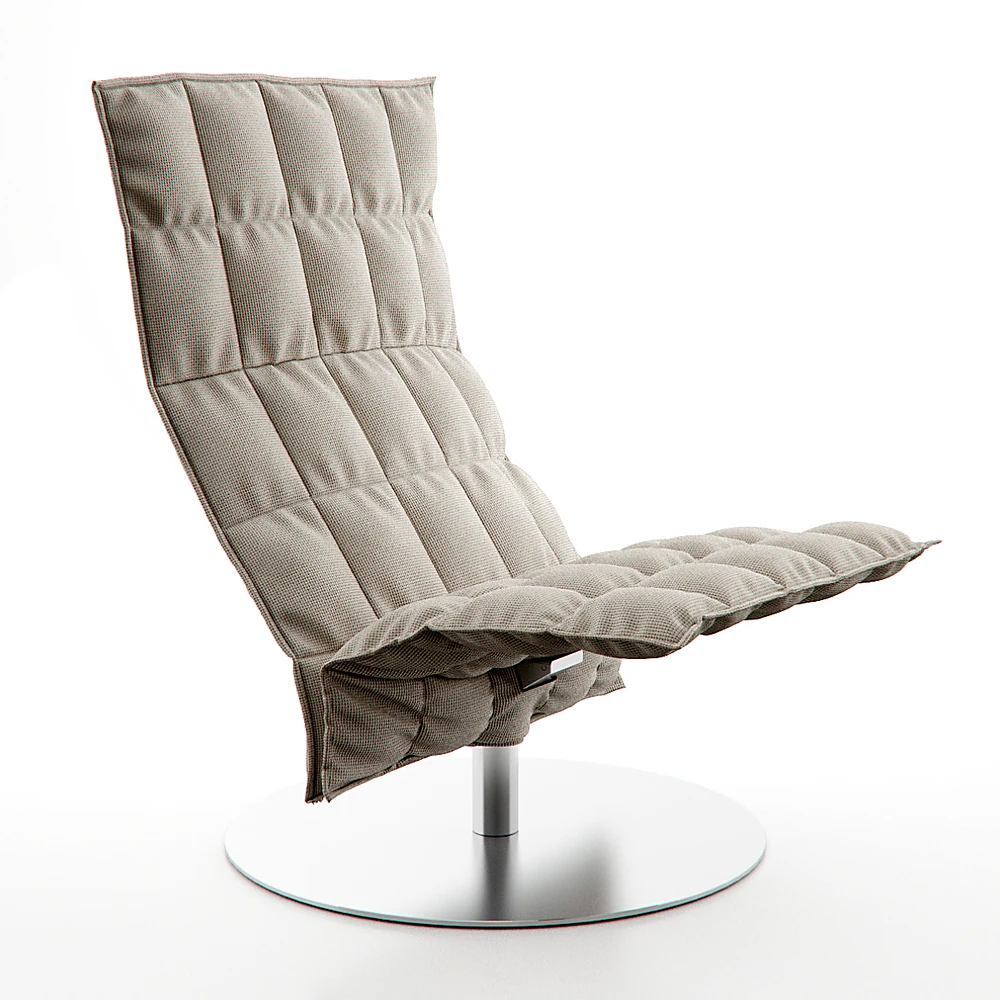 Armchair with Quilted Fabric and Swivel Base