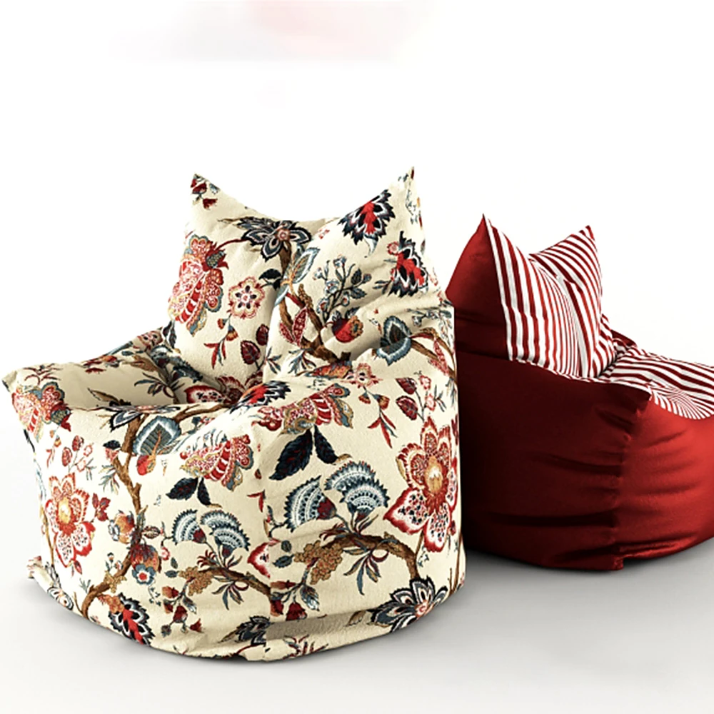 Pouf Armchair with Floral Fabric