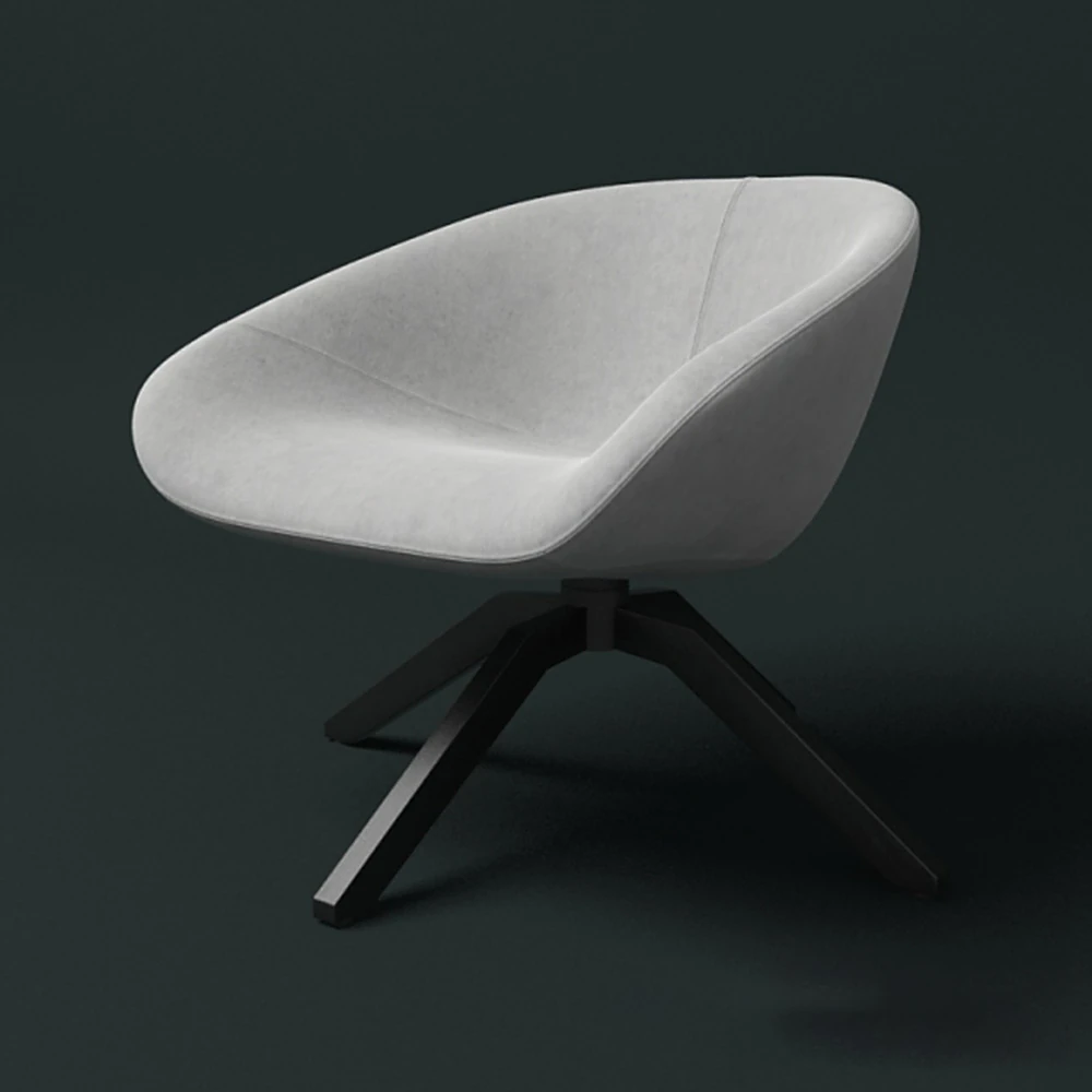 Modern Fabric Armchair with Metal Base