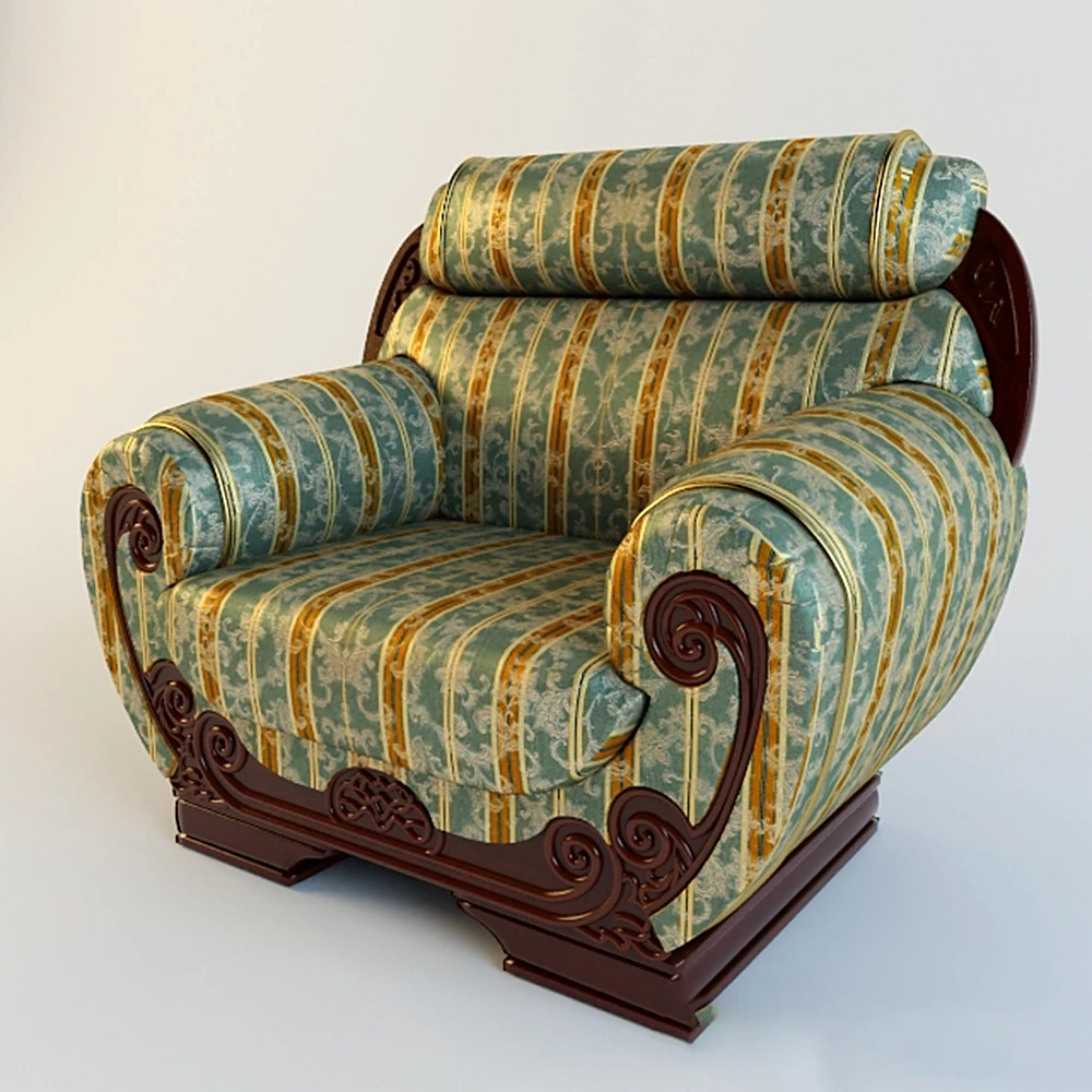 Classic Armchair with Ornate Wooden Frame