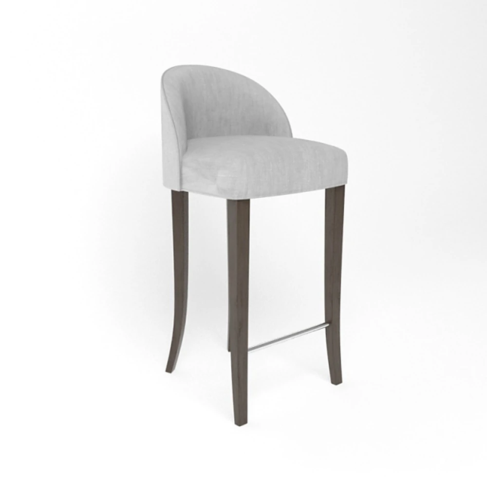 Upholstered Bar Chair with Arched Back and Wooden Legs