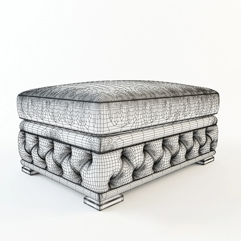 Ottoman with Tufted Green Velvet (2)