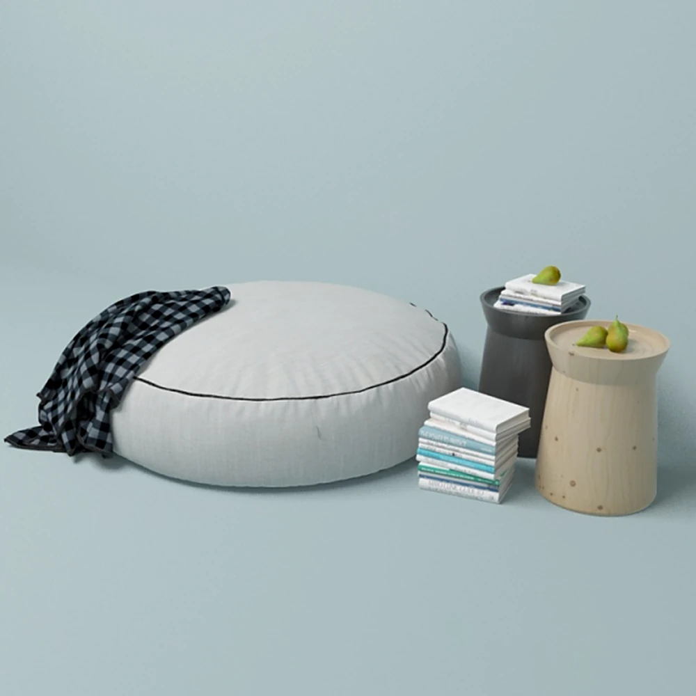Modern Round Fabric Pouf