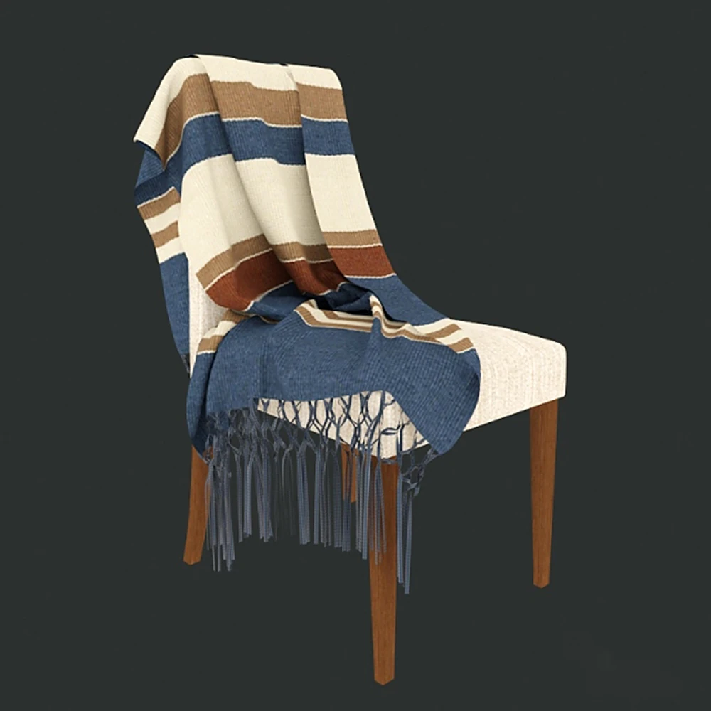 Upholstered Chair with Striped Scarf