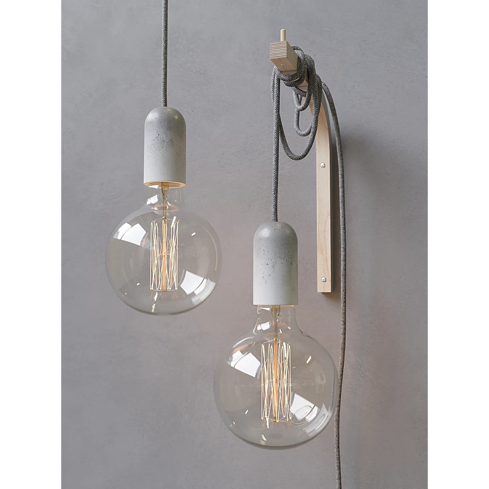 Minimalist Concrete and Wood Wall Light