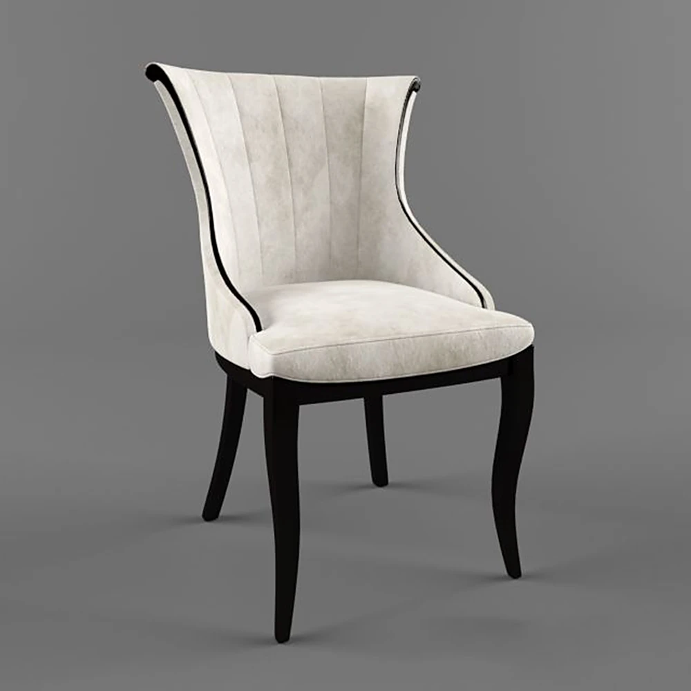Upholstered Chair with Classic Design and Dark Wood Legs