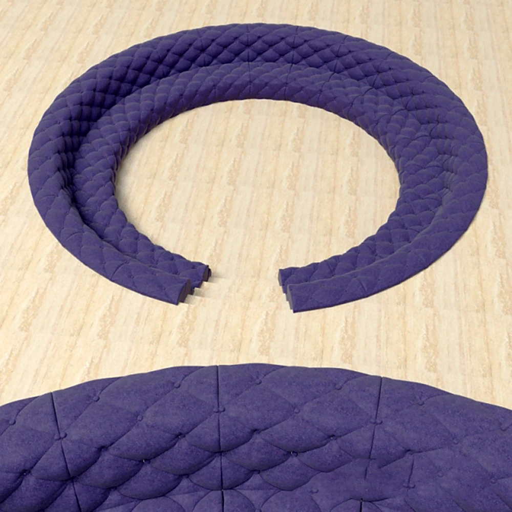Modular Round Sofa with Tufted Fabric