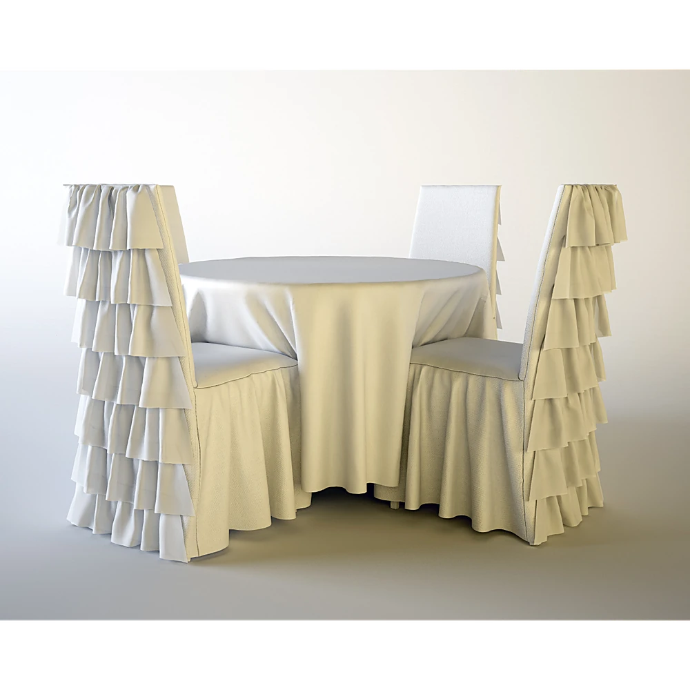 Dining Set with Ruffled Fabric Covers