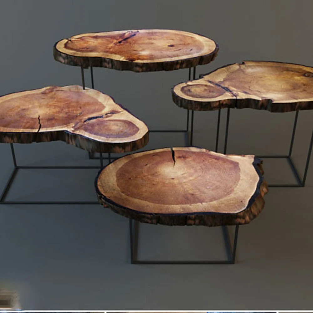 Wabi-sabi Wood Slice Side Tables
