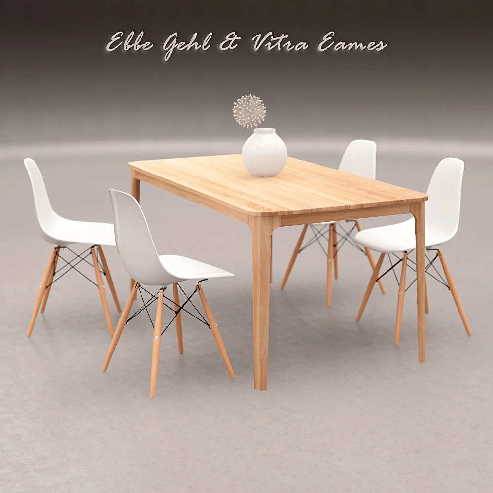 Dining Table and Chairs Set Eames by Vitra