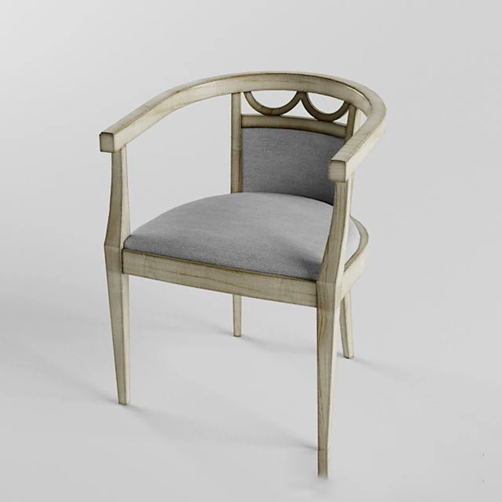 Chair with Classic Wooden Frame and Fabric Seat