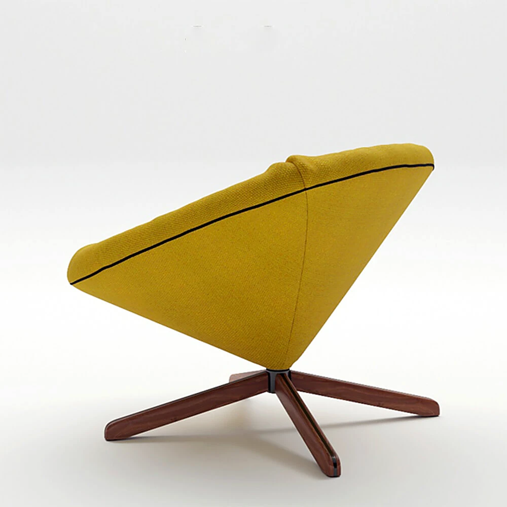 Modern Fabric Armchair with Wooden Base (2)