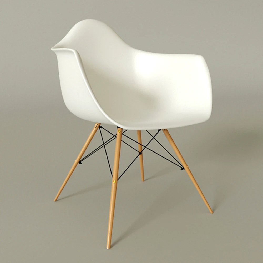 Chair with Molded Plastic Shell and Wooden Legs