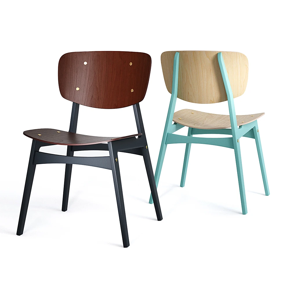 Chair with Curved Plywood and Wooden Frame