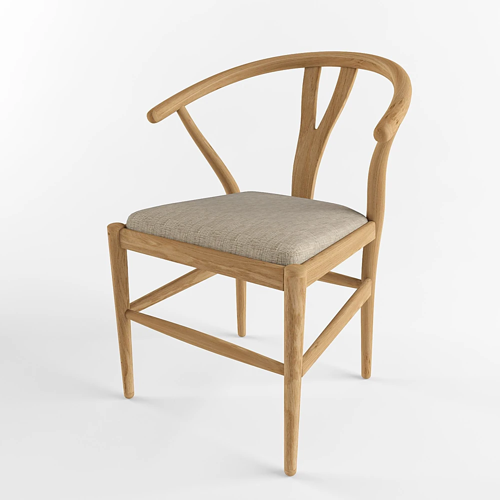 Chair with Curved Wooden Frame and Upholstered Seat