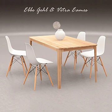 Modern Wood and Plastic Kitchen Table with Chairs