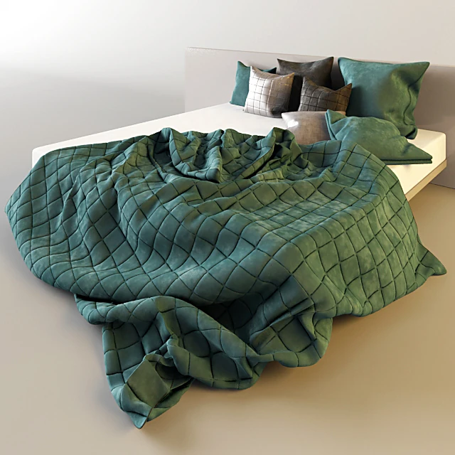 Modern Double Bed with Quilted Blanket