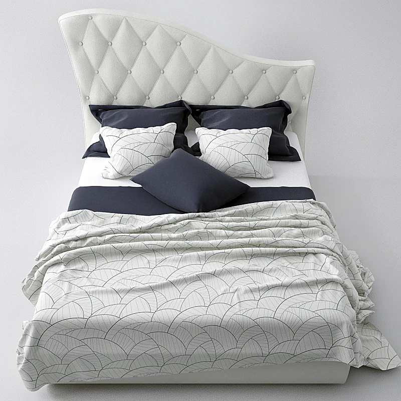 Classic Upholstered Bed with Tufted Headboard (2)