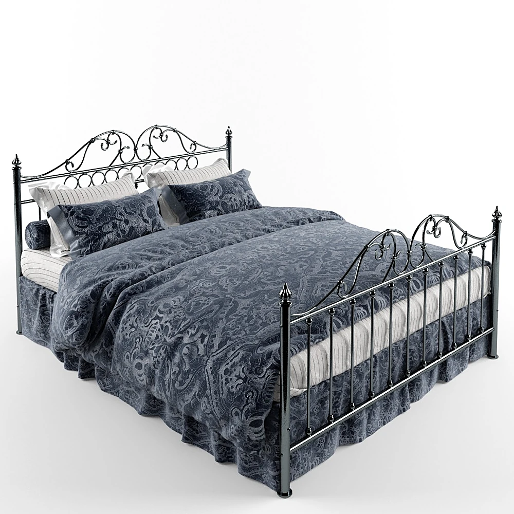 Classic Bed with Ornate Metal Frame