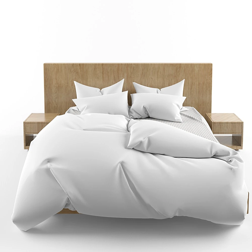 Contemporary Wooden Bed with Integrated Side Tables (2)