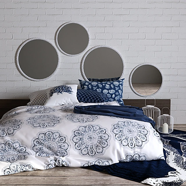 Bed Ensemble with Bohemian Patterned Fabric