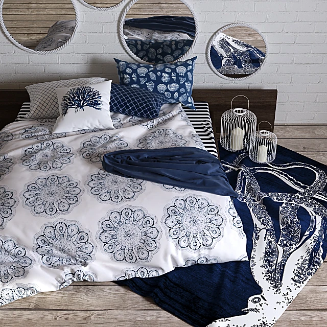 Bed Ensemble with Bohemian Patterned Fabric (2)