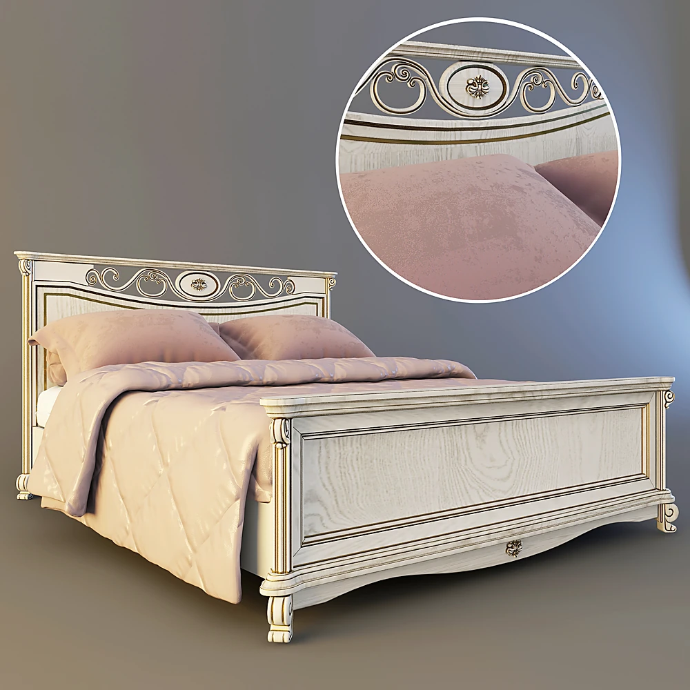 Classic Bed with Ornate Wooden Frame