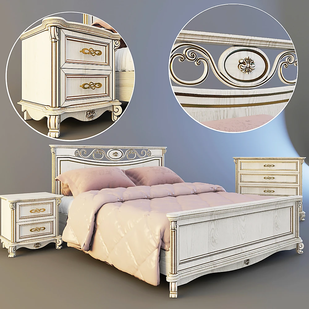 Classic Bed with Ornate Wooden Frame (2)