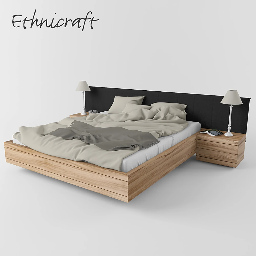 Bed Wooden with Bedside Tables by Ethnicraft