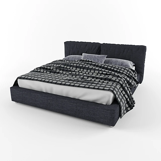 Modern Fabric Upholstered Bed with Padded Headboard