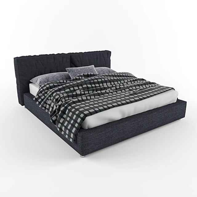 Modern Fabric Upholstered Bed with Padded Headboard (2)