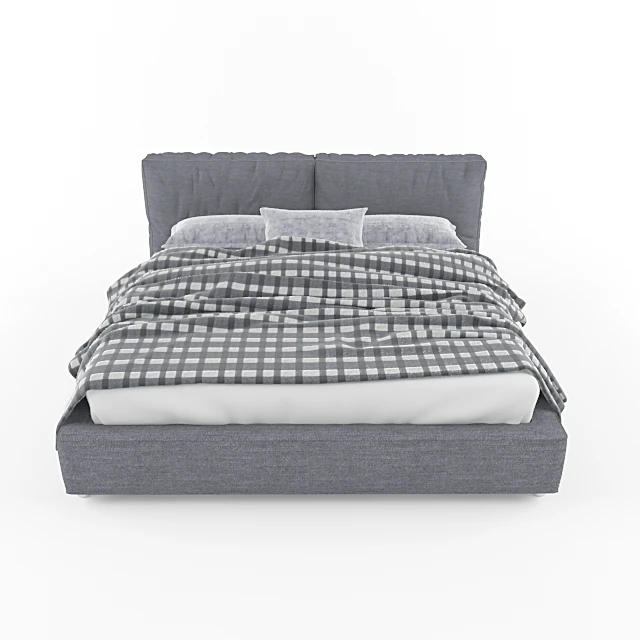 Modern Fabric Upholstered Bed with Padded Headboard (3)