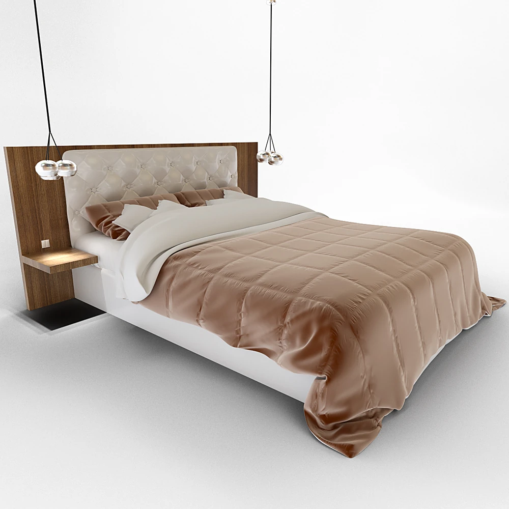 Modern Classic Bed with Tufted Headboard