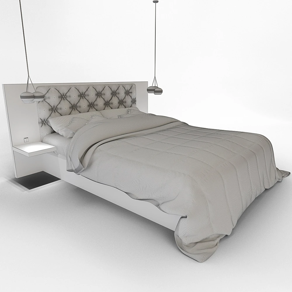 Modern Classic Bed with Tufted Headboard (2)