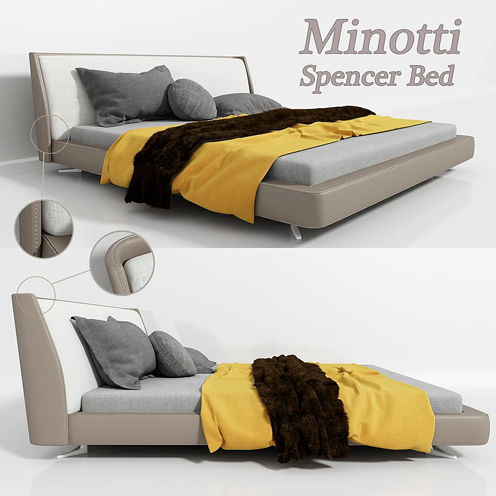 Modern Upholstered Bed Spencer by Minotti