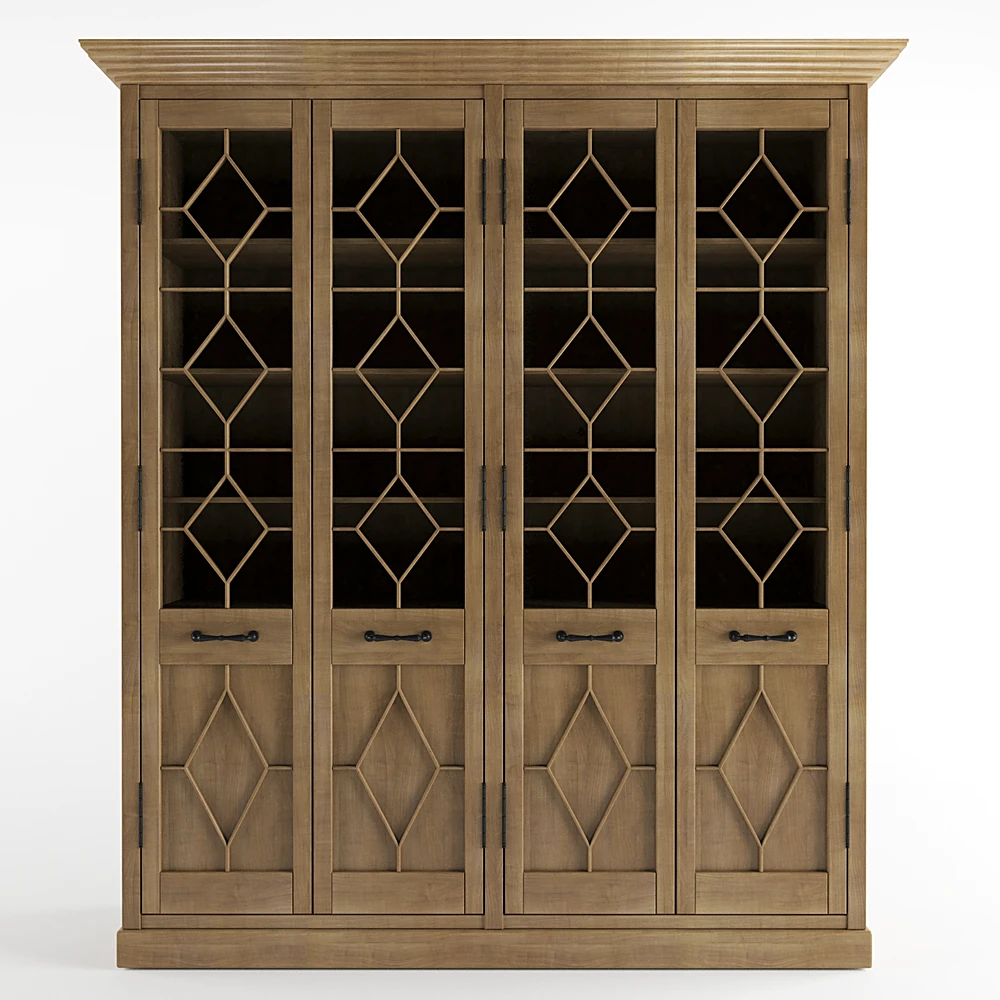 Wooden Cabinet with Diamond Lattice Doors