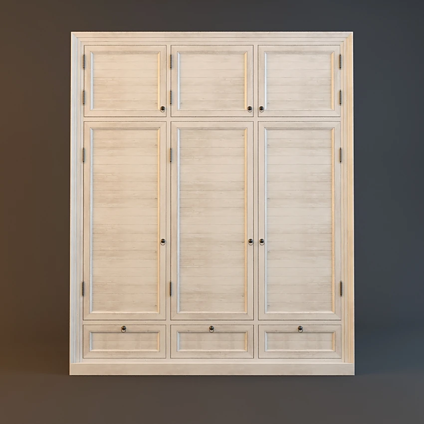 Built-in Cabinet with White Louvered Wood Doors (2)