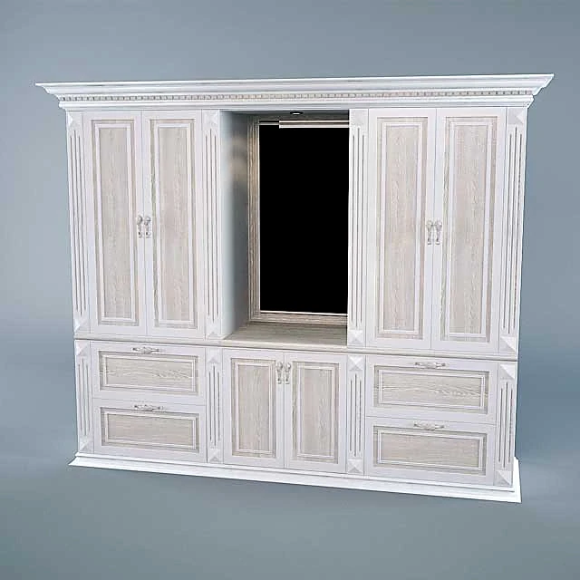Classic Wooden Wall Unit with Paneled Doors