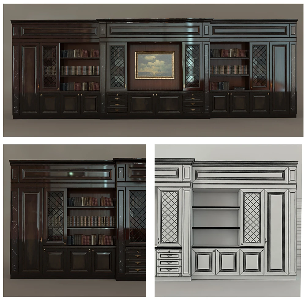 Cabinet Library with Classic Dark Wood (2)